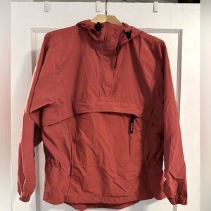 L.L.Bean Vintage Womens Jacket S Windbreaker Shell Red Hooded Anorak Pullover